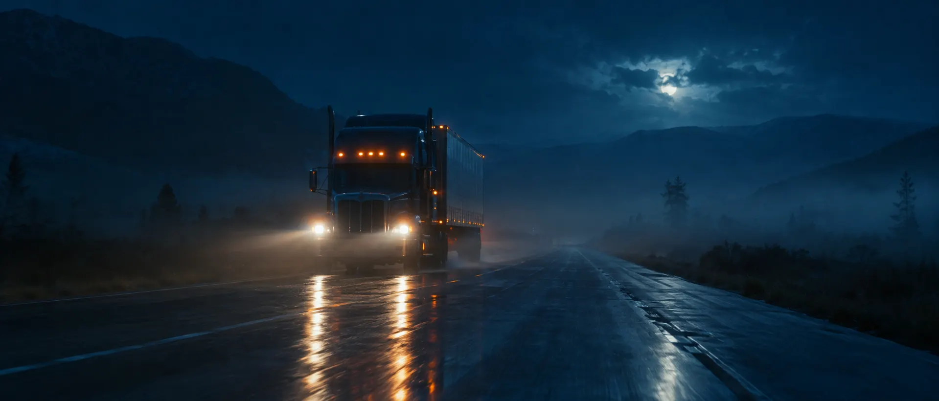 A truck on a night highway